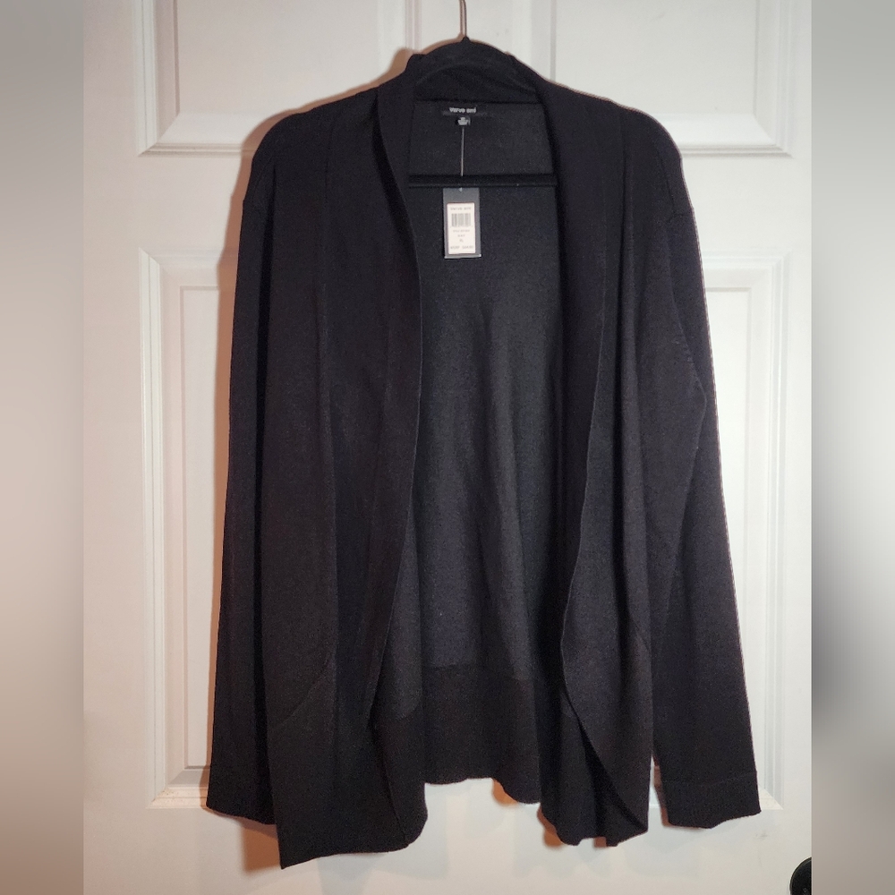 NWT Verve Ami Black Open Front Cardigan Sweater XL